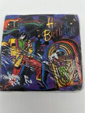 Jukebox Rock Birthday Lot Of 64 Drink Beverage Napkins Rock & Roll Elvis Party